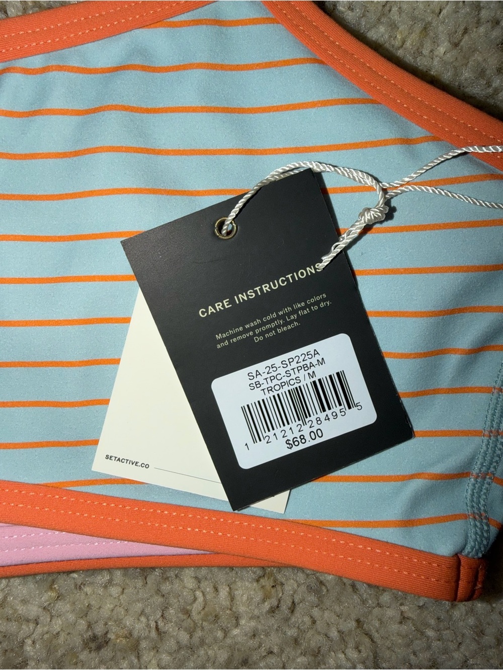 SET Active Striped Light Blue & Coral Sports Bralette - Picture 2 of 8
